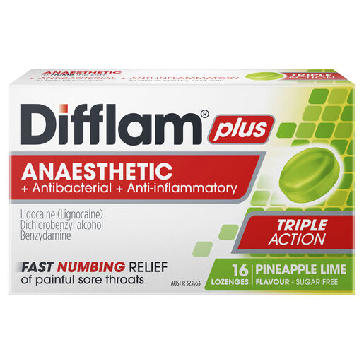 Difflam Anti-inflammatory + Antibacterial Strawberry Lozenges 16