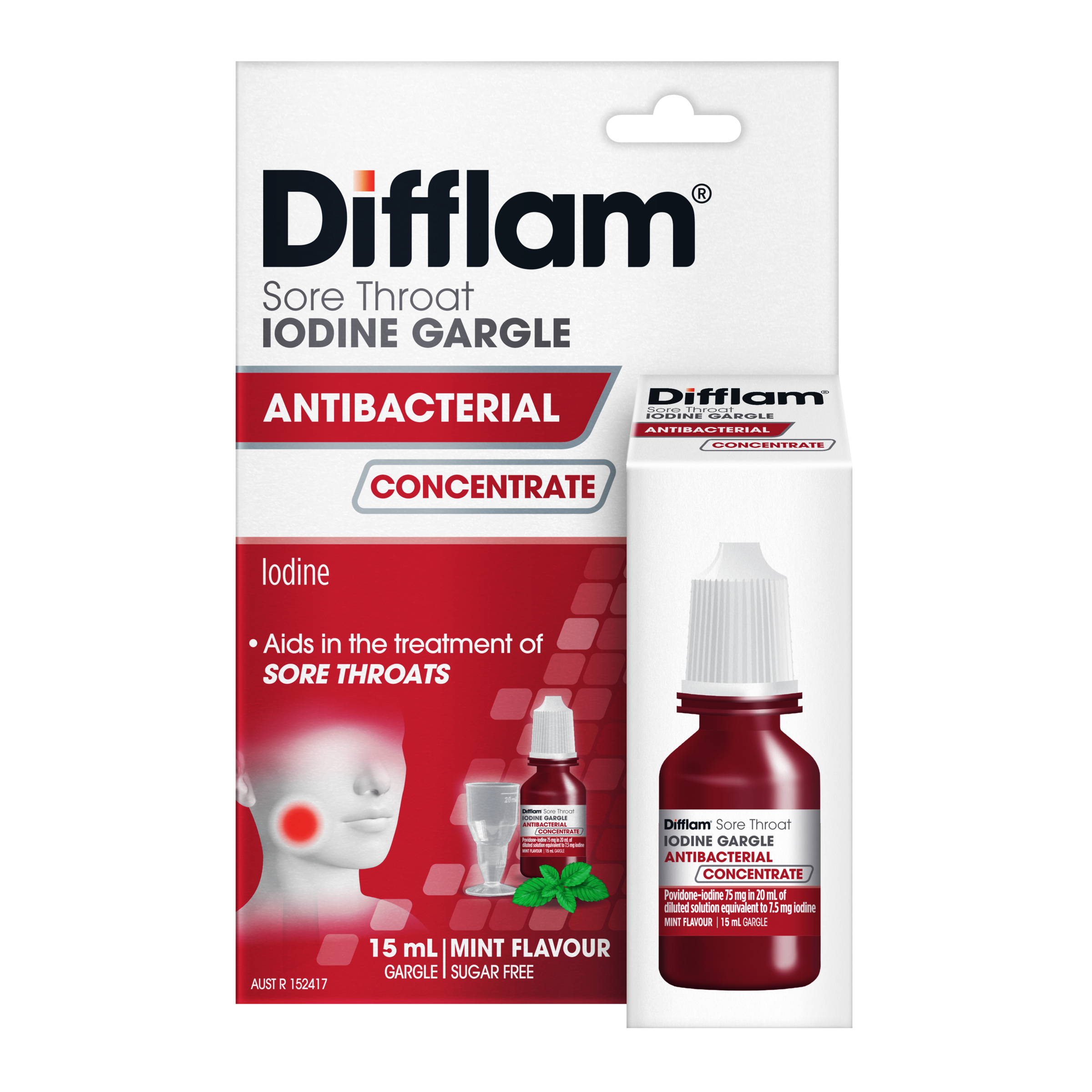 Difflam Antibacterial Sore Throat Gargle with Iodine Concentrate 15mL