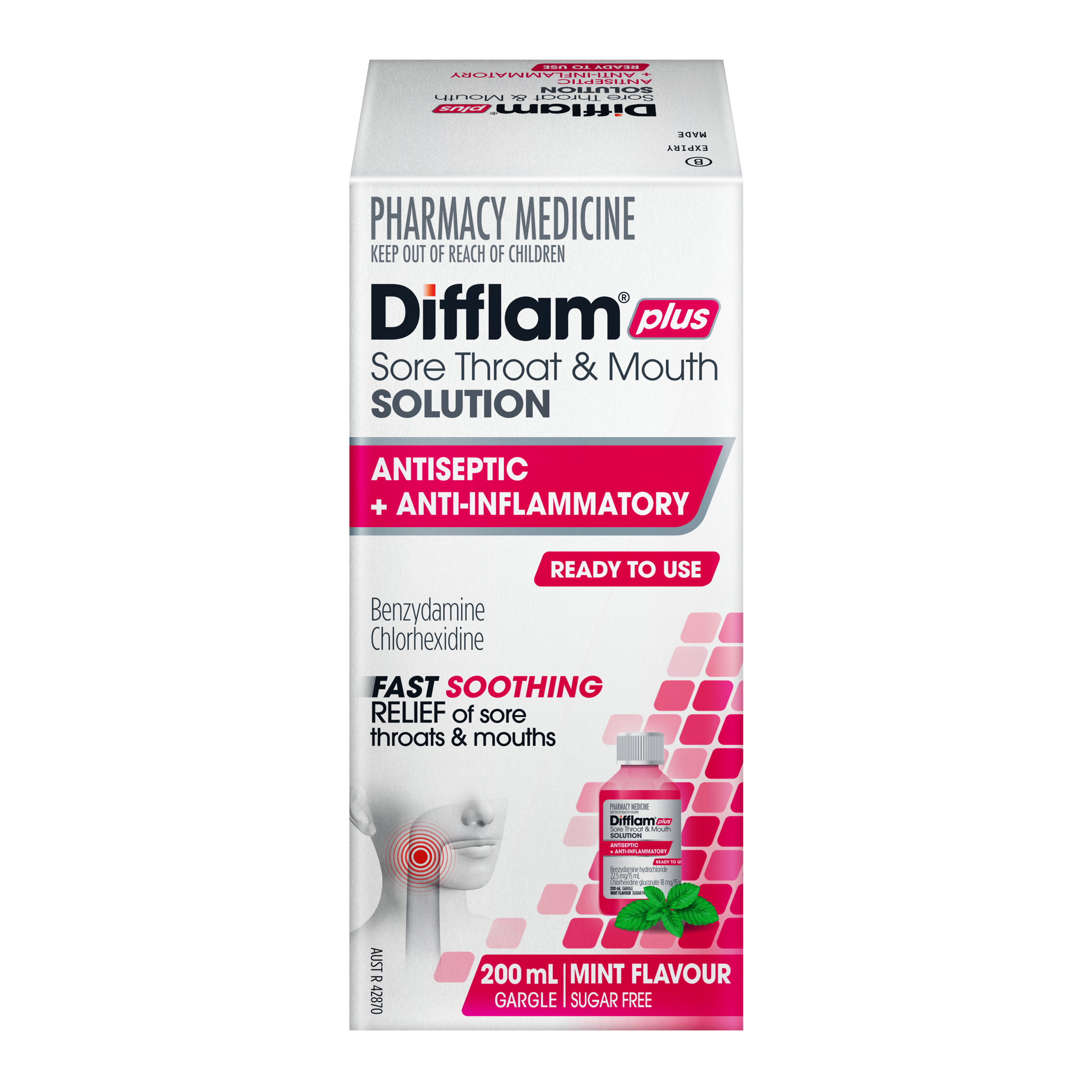 Difflam Plus Ready To Use Sore Throat & Mouth Solution