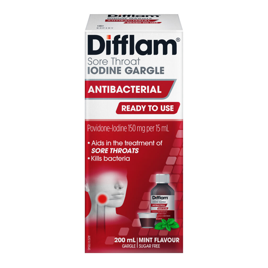 Difflam Sore Throat Iodine Gargle Ready to Use 200mL