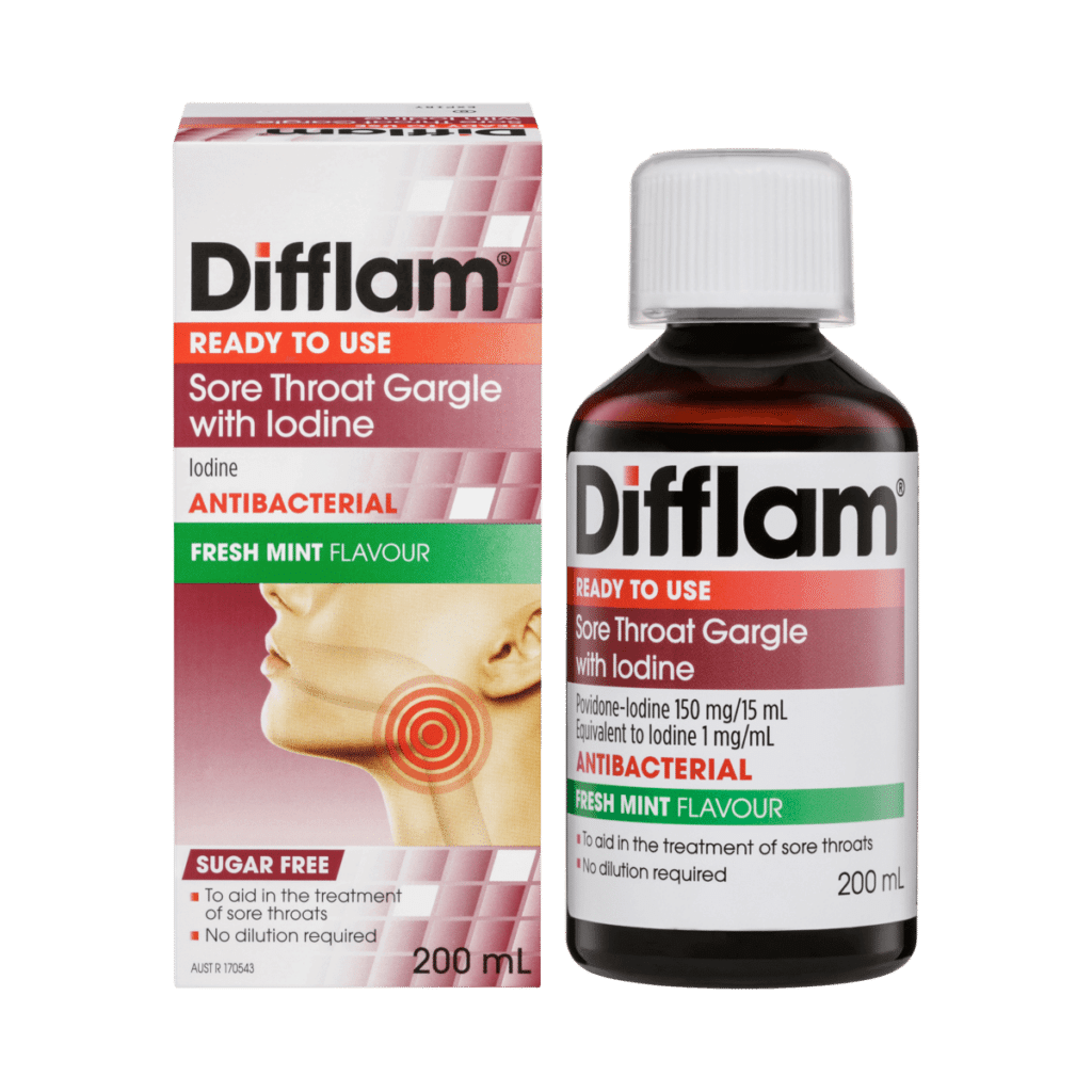 Difflam Ready to Use Sore Throat Gargle with Iodine