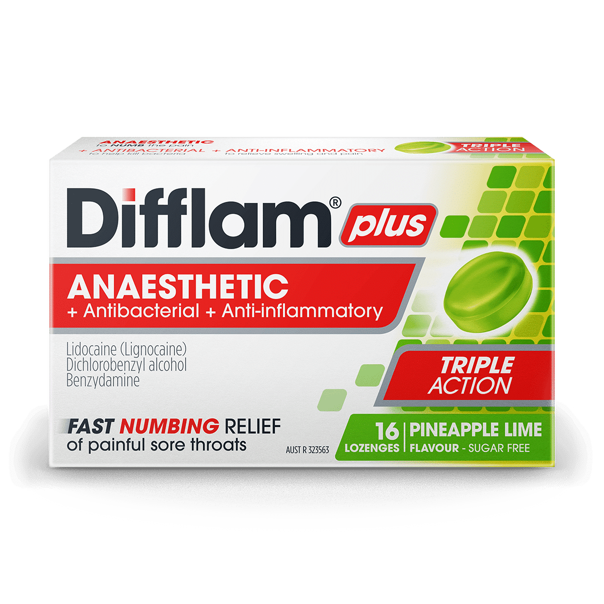 Difflam Plus Anaesthetic Pineapple And Lime Lozenges