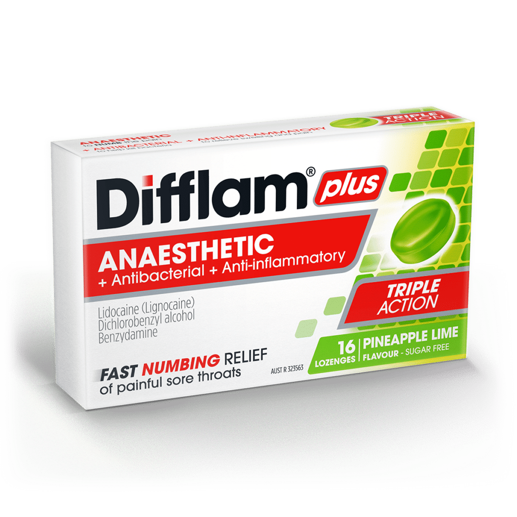 Difflam Plus Anaesthetic Pineapple And Lime Lozenges