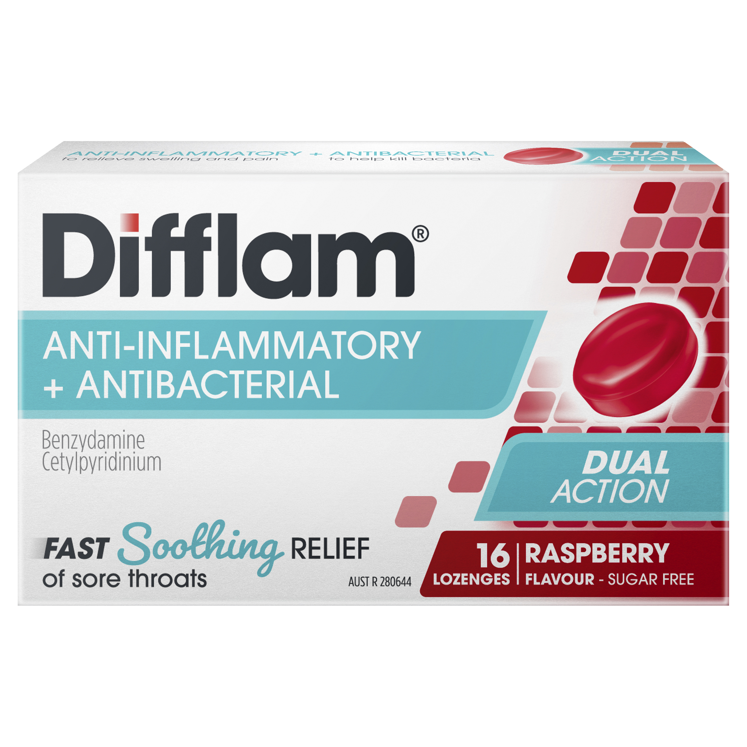 Difflam Sore Throat Pack  Raspberry 16 Pack 