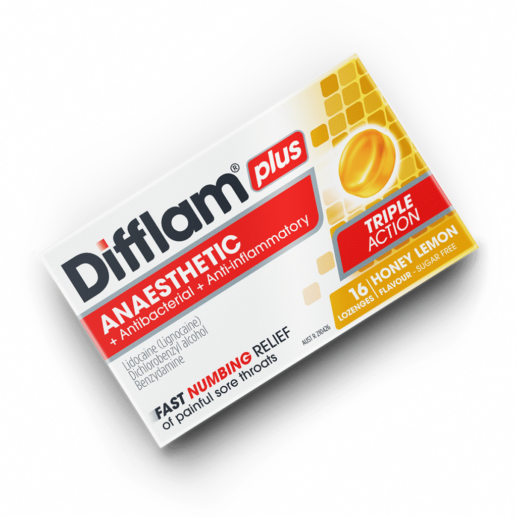 Difflam Plus Anaesthetic Sore Throat Lozenges Honey & Lemon Flavour