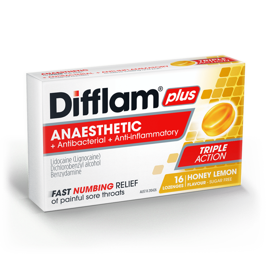 Difflam Plus Anaesthetic Sore Throat Lozenges Honey & Lemon Flavour