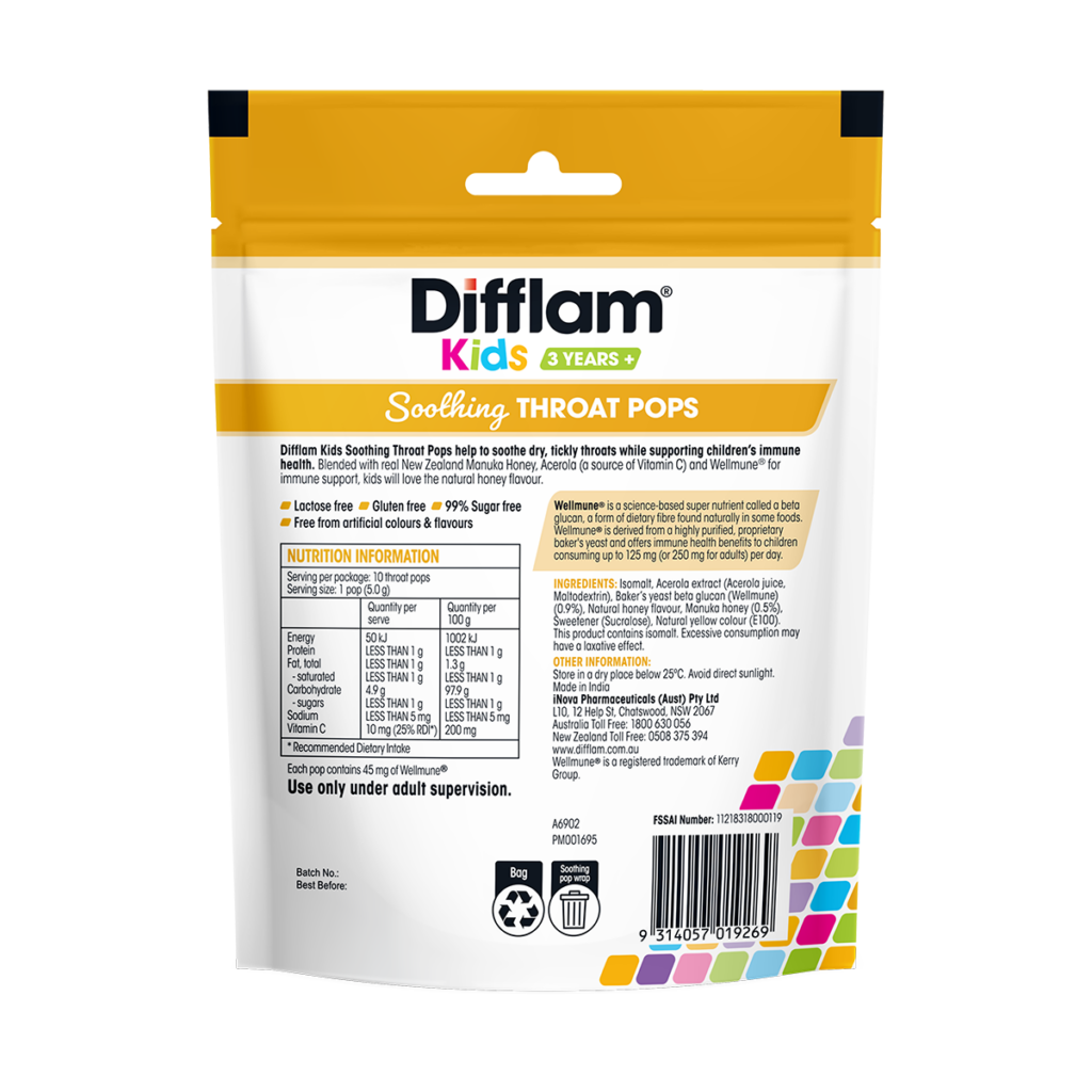 Difflam® Kids Soothing Throat Pops Manuka Honey