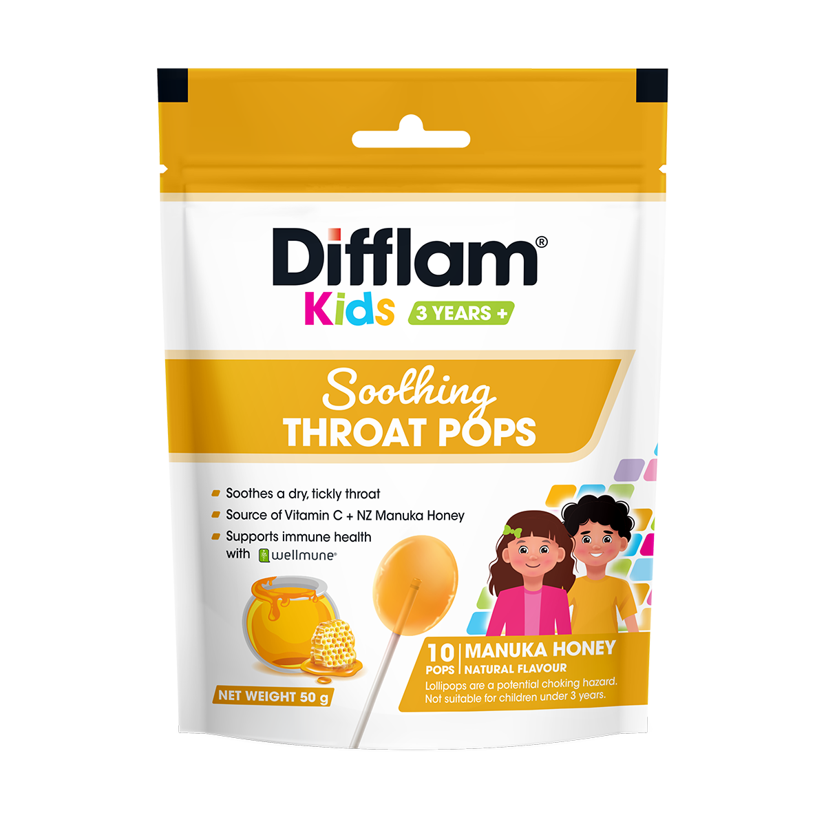 Difflam® Kids Soothing Throat Pops Manuka Honey