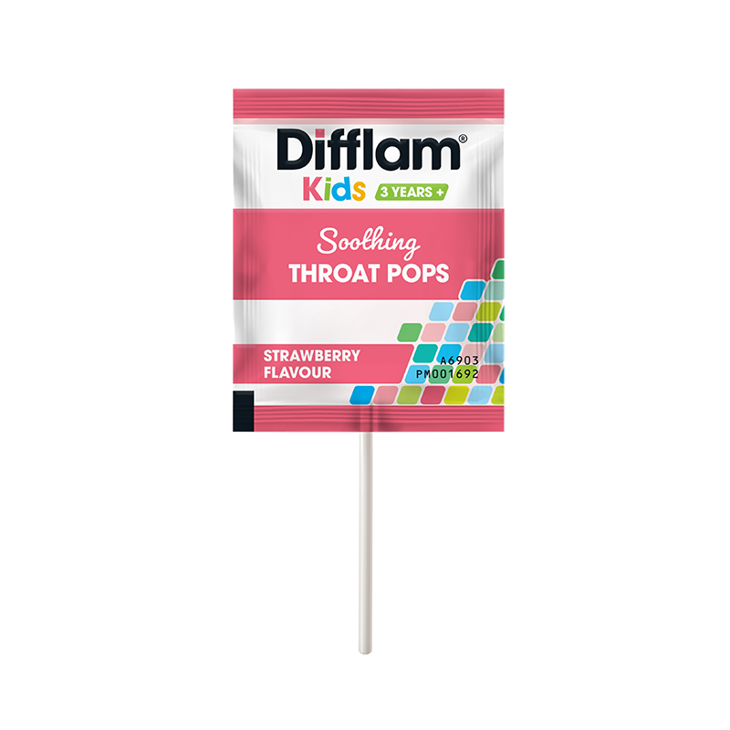 Difflam Kids Soothing Throat Pops Strawberry 20 Lollipops